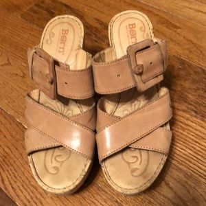 Born wedge Tan Sandals. Size 7